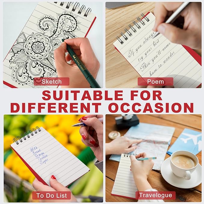 Tenceur 6 Pcs Pocket Notebook Bulk Small 3x5 Inch Spiral Notepads Mini Top - Image 4