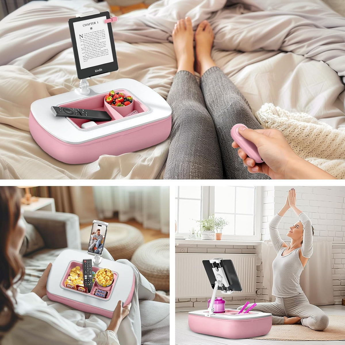 ERGONOV Tablet Pillow Stand for Lap with Snack Bowl and 360° Rotating Arm