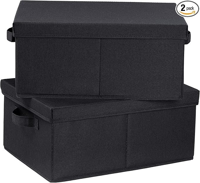 HOONEX Storage Bins with Lids for Organizing, Storage Boxes with 2 Carrying by HOONEX