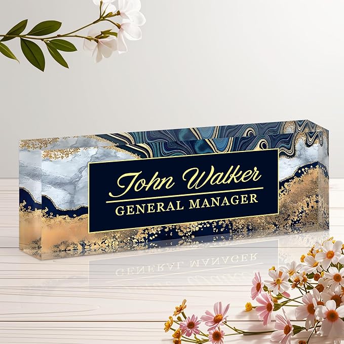 Personalized Name Plate for Desk, Custom Acrylic Desk Name Sign, Office by Unknown