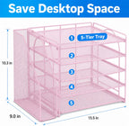 opnice desk organizer, 5-tier paper organizer letter tray, close-up detail