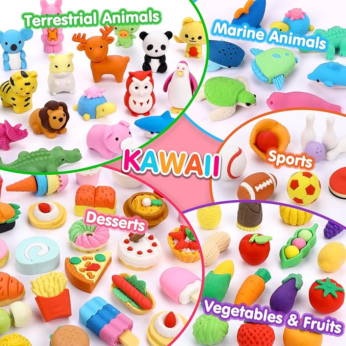 HINZER 100 Pack Animal Erasers for Kids Bulk Pull Apart 3D Puzzle Erasers - Image 5