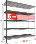 REIBII 45.8“W Metal Shelving Storage Shelves, 5-Tier Wire Shelving Unit - Image 3