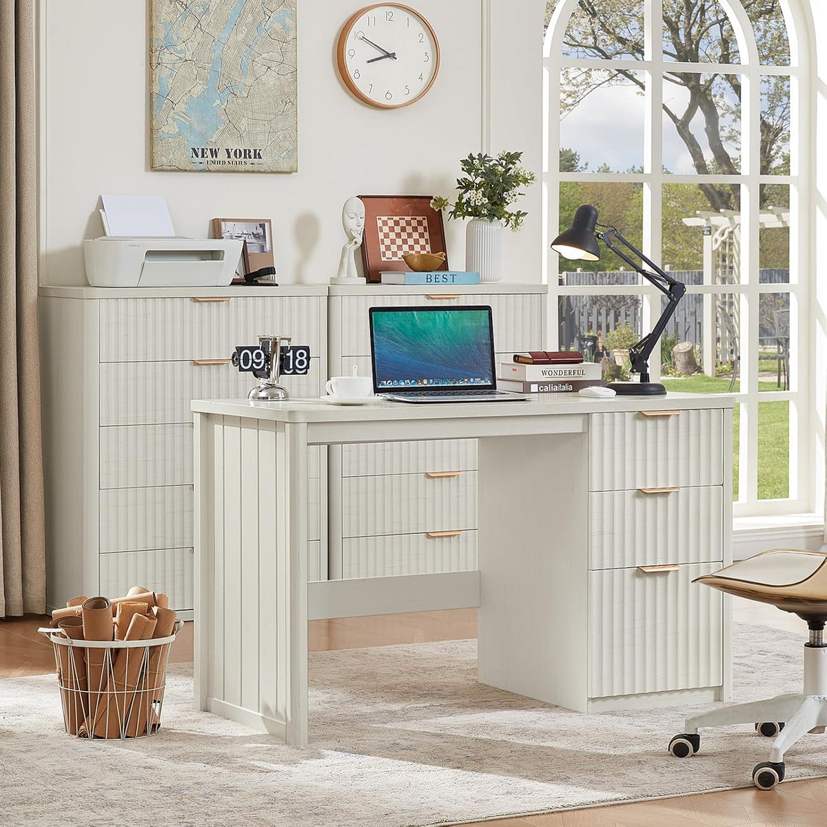 LEYAOYAO Office Desk 48" with 3 Drawers Storage File Cabinet