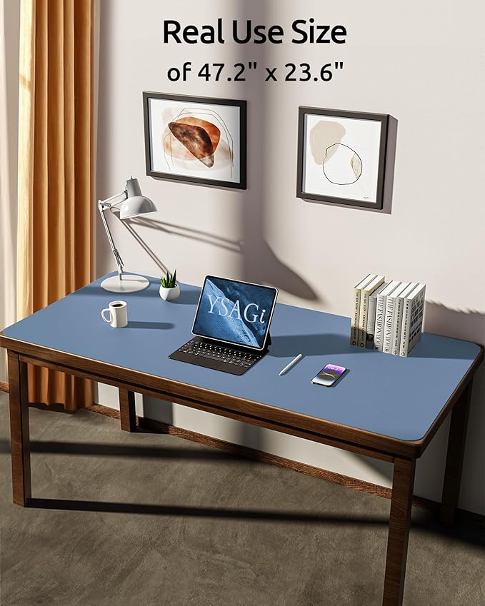 YSAGi Leather Desk Protector, Office Mat, Large Mouse Mat, Non-Slip PU Leather - Image 3