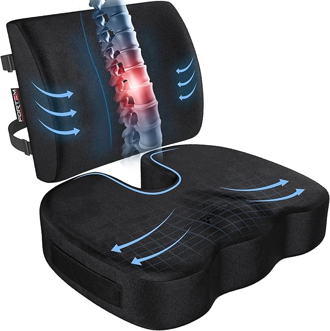 FORTEM Seat Cushion, Office Chair Cushion, Lumbar Support Pillow by FORTEM