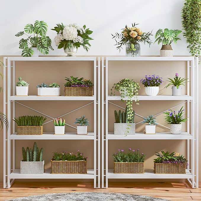 HCHQHS Bookshelf, 4-Tier Industrial Bookcase, Freestanding Tall Bookshelves - Image 8