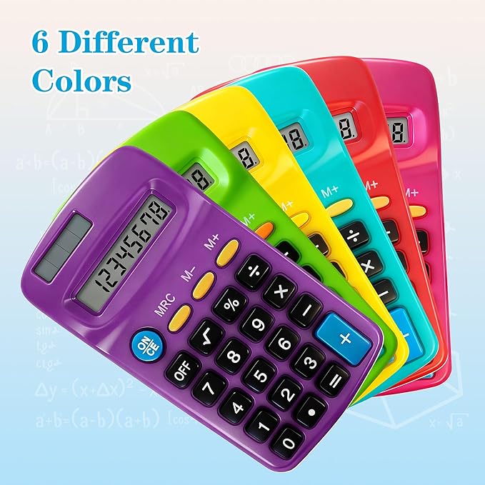 12 Pack Pocket Calculator Bulk: 8 Digit Hand Held Basic Calculator Small Solar - Image 3