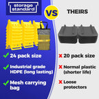 24 Pack Edge Corner Protector With Carrying Case for Flatbed Cargo Load Truck Shipping - 4'' x 6'' Winch Ratchet Straps Plastic Protectors Yellow