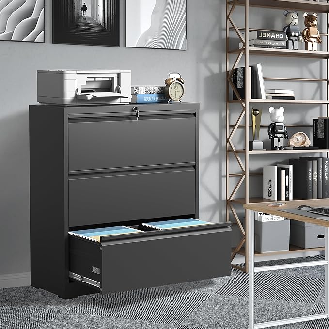 FLIXELIO 3 Drawer File Cabinet, Heavy Duty Metal Filing Cabinet - Image 2
