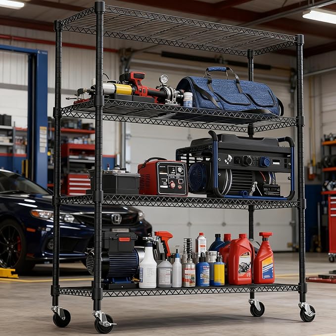 M MZG 4 Tiers Shelf 1400 lbs Steel Storage Shelving Utility Shelving Unit Steel - Image 2