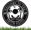 Personalised Tropical Patio Metal Sign, Custom Oasis Metal Sign, Custom