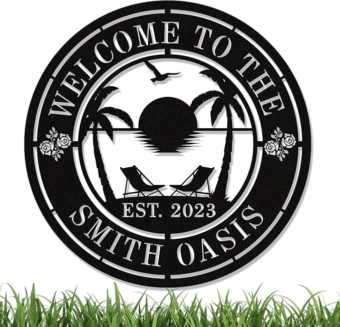 Personalised Tropical Patio Metal Sign, Custom Oasis Metal Sign, Custom by HYTSIGN