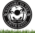 Personalised Tropical Patio Metal Sign, Custom Oasis Metal Sign, Custom by HYTSIGN