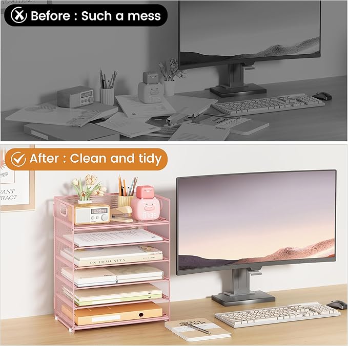 Subekyu 6 Tier Office File Paper Desk Tray Organizer - Image 2
