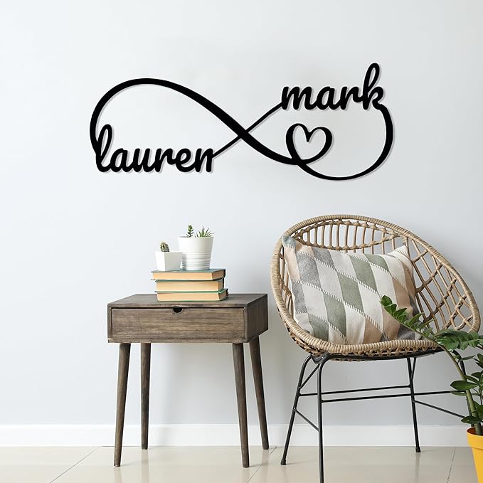 Personalized Valentines Metal Wall Sign, Custom Infinity Heart Love Couple Name - Image 9