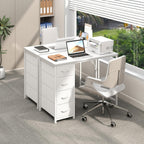 Somdot Small Computer Desk with 4 Drawers for Bedroom, Home Office Desk | 39 Inch Simple Writing Desk,Study Table with Storage Drawers for Home Office, Study, Living Room and Small Spaces, White
