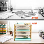 EASEPRES 5 Slot Mesh Desk Organizer Tray, File Paper Letter Folder Holder - Image 3