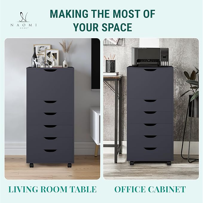 Naomi Home Carly 6-Drawer Craft & Office Storage Cabinet, – Mobile Filing Unit - Image 5