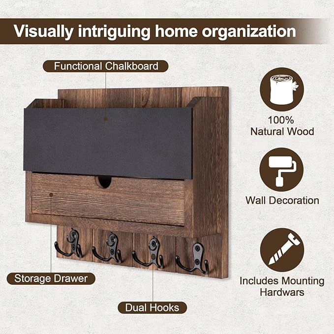 Lucundm Mail and Key Holder Wall Mount - Image 5