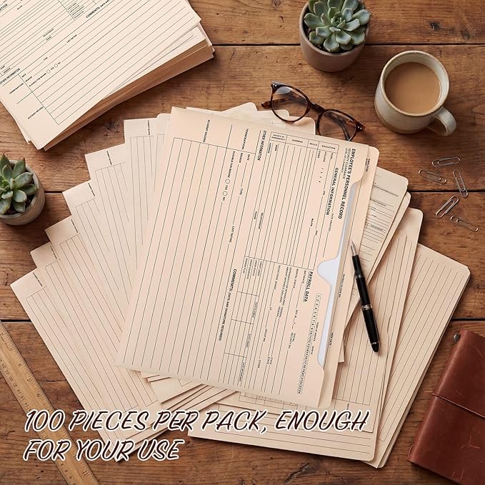 Glenmal 100 Pack Personnel Record Jacket Flat Expansion Employee Record File - Image 5