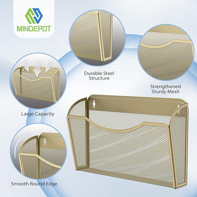 MINDEPOT Wall File Organizer, Hanging Wall Mounted File Folder Binder Holder - Image 3