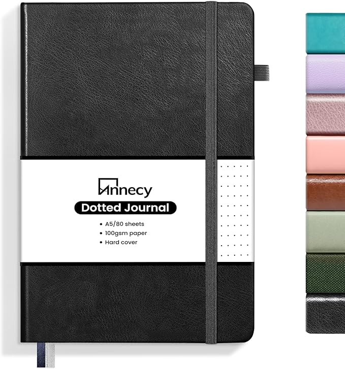 Annecy Numbered Bullet Dotted Journal Notebook, Medium 5.5x 8.25, 160 Pages by Annecy