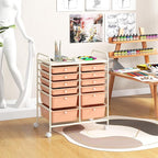 Happygrill 12-Drawer Rolling Storage Cart, 2 Sizes Plastic Drawers & Metal Shelf - Image 7