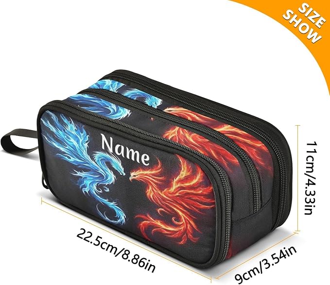 BOENLE Custom Dragon Phoenix Pencil Case Box Boys Girls Personalized Name Large - Image 4