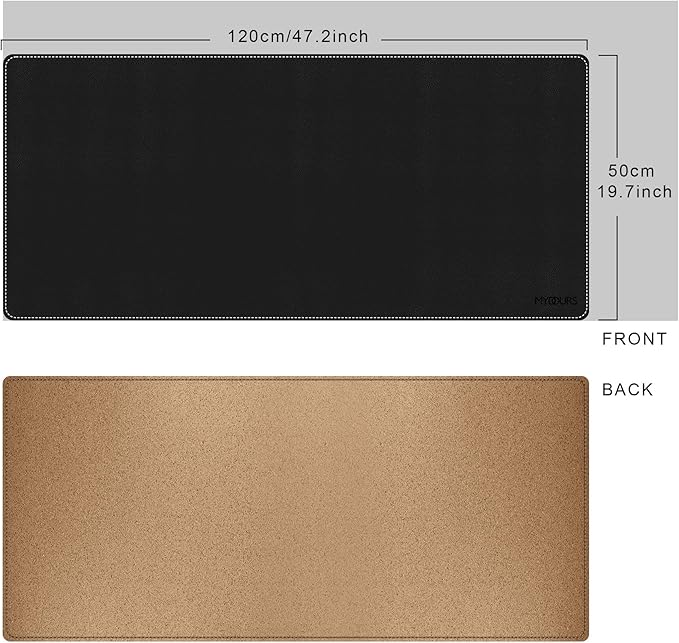 Mydours Extra Large 48" x 20" Desk Mat, Cork & PU Leather Desk Pad XXL - Image 2