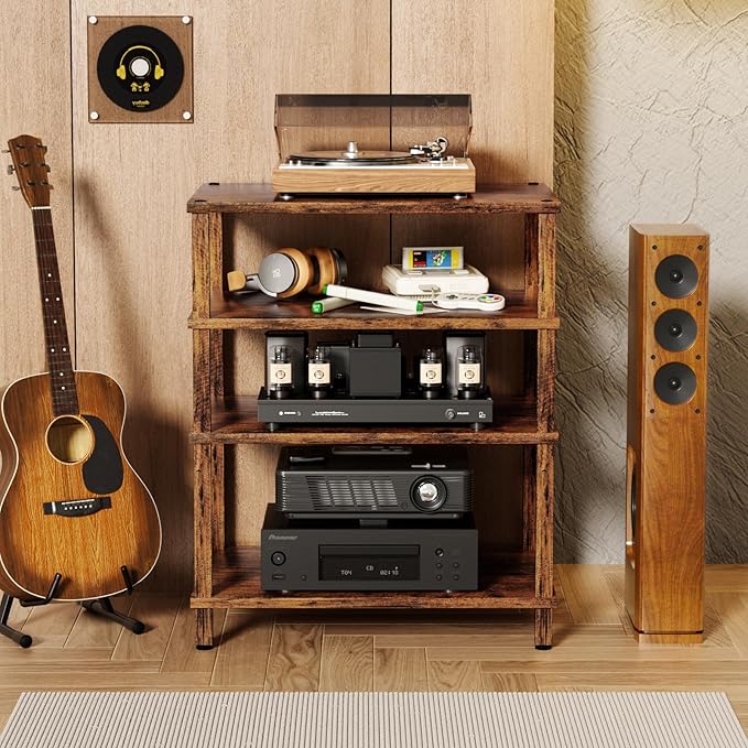 LELELINKY 4-Tier AV Media Player Stand Set of 2, Wooden TV Stand, Game Console - Image 7