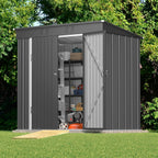 gizoon 6x4 ft outdoor shed, metal garden shed shown in use