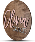 Custom Round Nursery Name Sign, Personalized Wooden Wall Plaque, Baby Shower by HickoryHollowDesigns