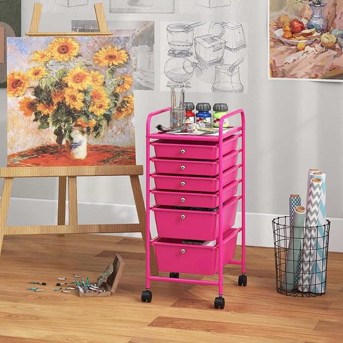 Giantex 6 Storage Drawer Cart Rolling Organizer Cart - Image 2