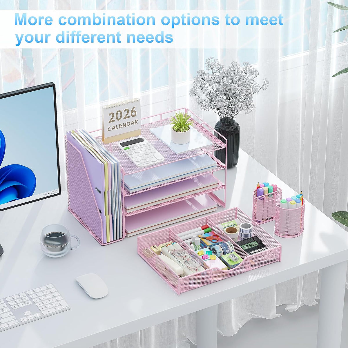 gianotter Desk Organizers and Accessories with File Holder, 4-Tier Desk Acces...