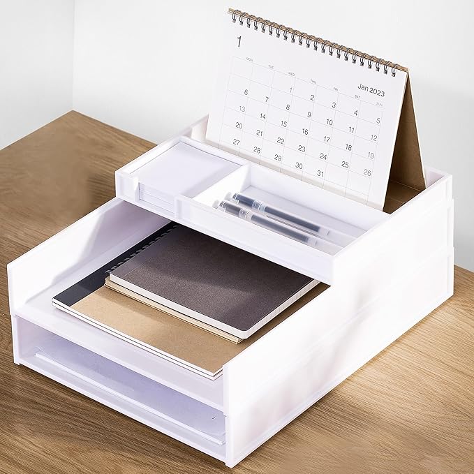 Eufrozy 3 Tier Stackable Letter Tray Paper Organizer, Cardboard Inbox, File by Eufrozy