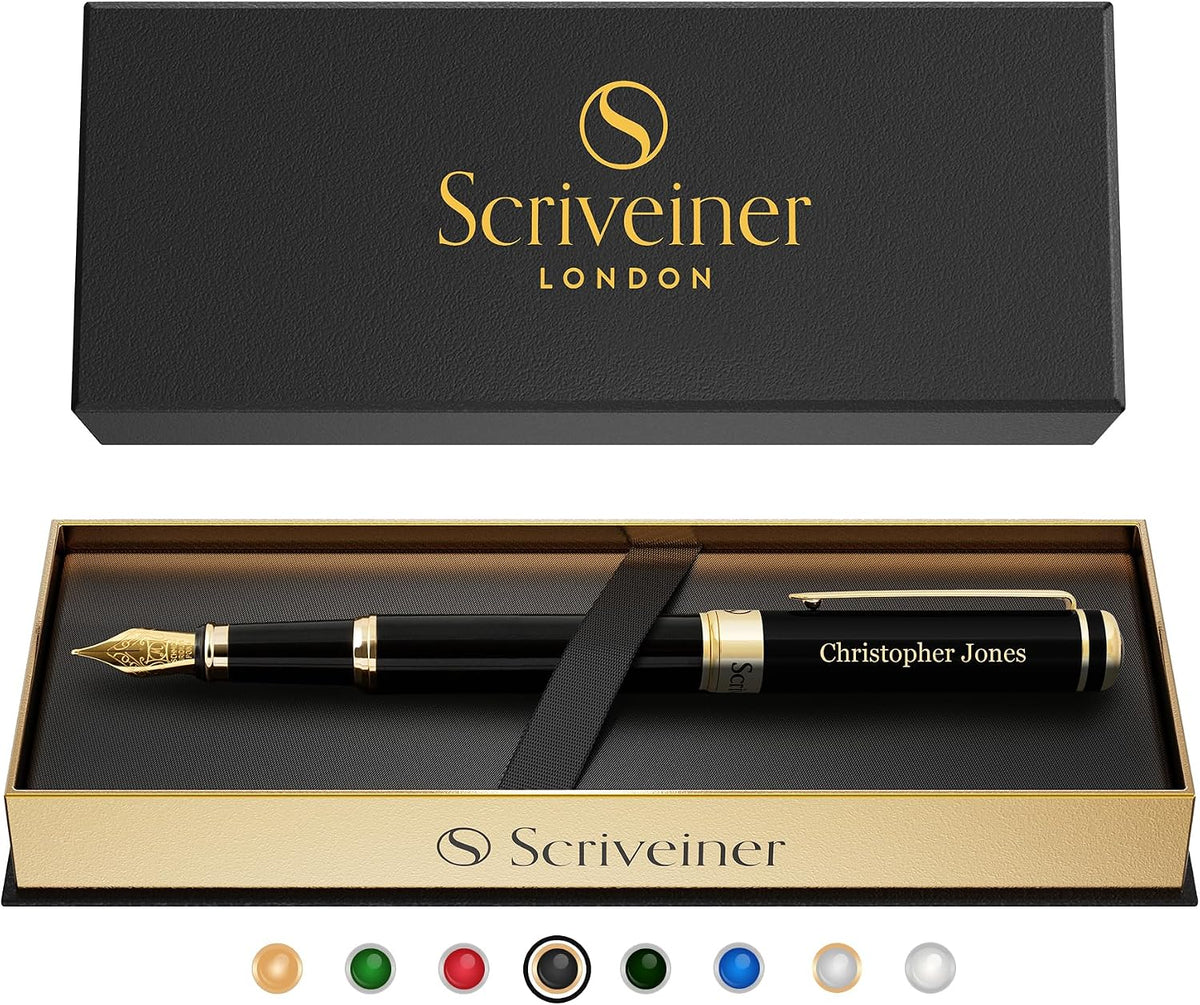 Scriveiner Personalized Black Fountain Pen