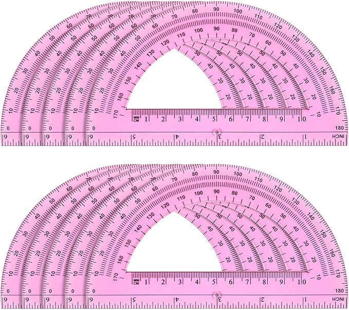 Hoiny 10 Pack Clear Protractor, 6 Inch Plastic Protractors, 180 Degrees by Hoiny