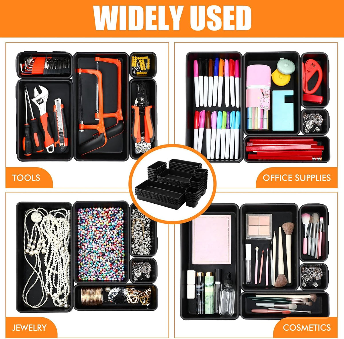 Funnymoom 100 Pack Tool Box Organizer Storage Drawer Divider Trays 5 Sizes