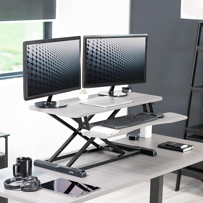 VIVO 36 inch Desk Converter, K Series, Height Adjustable Sit to Stand Riser - Image 2