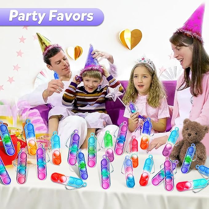 260 PCS Pop Keychain Bulk Party Favors, Fidget Toys - Image 3