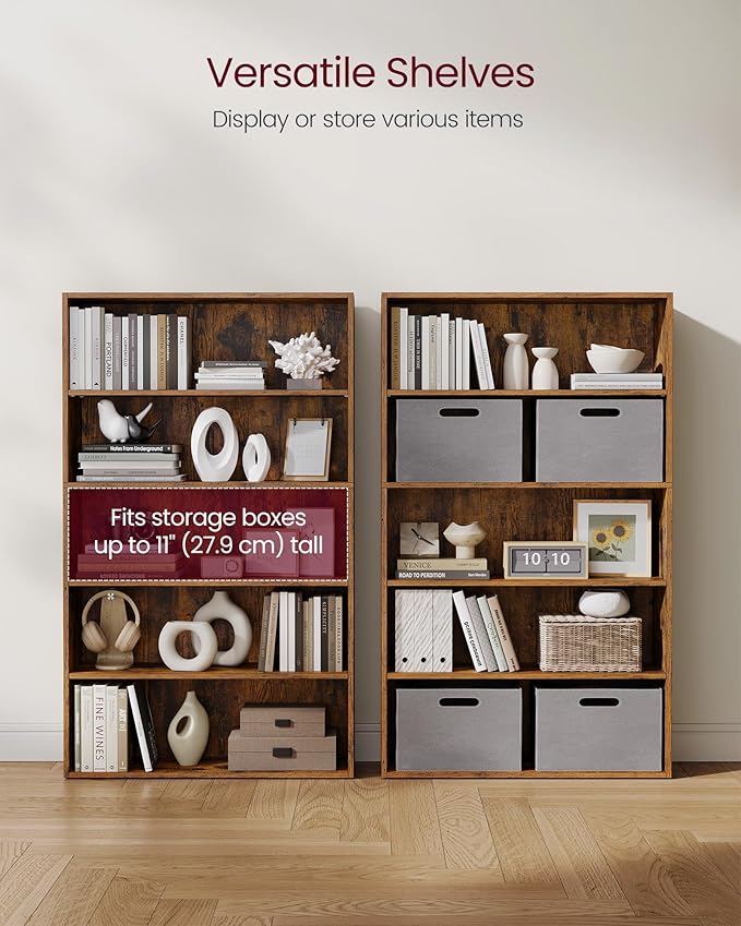 VASAGLE Set of 2 Bookshelves, 30 Inches Wide, 5-Tier Open Bookcases - Image 5