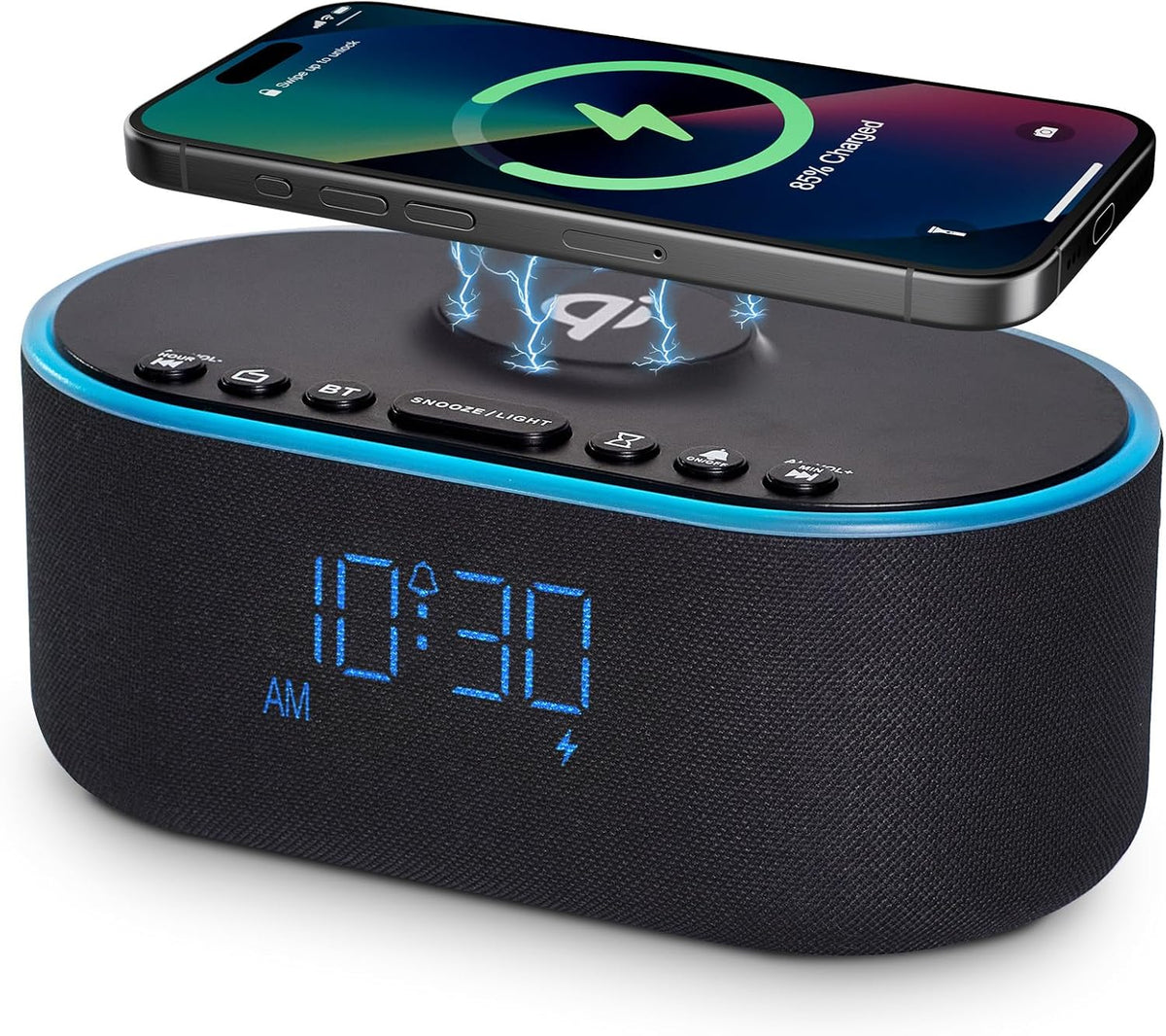 odokee qi certified wireless charging alarm clock radio, main product view