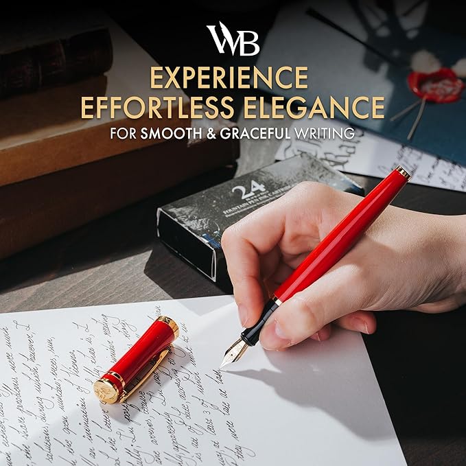 Wordsworth & Black Fountain Pen Set, Medium Nib, Includes 24 Ink Cartridges and - Image 2