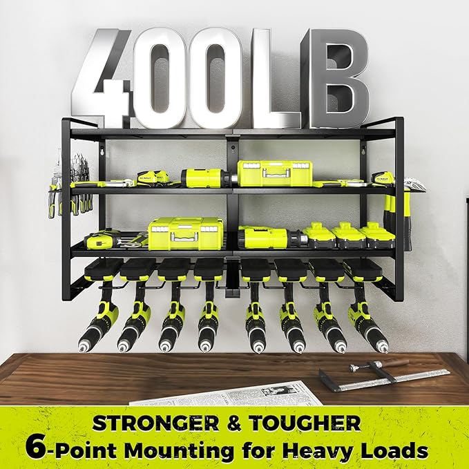 KAFAHOM Power Tool Organizer-8 Drill Holder Wall Mount, 4 Layer Heavy Duty - Image 3