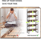 4NM No Assembly 5 Tiers Folding Bookshelf Storage Shelves Vintage Bookcase - Image 7