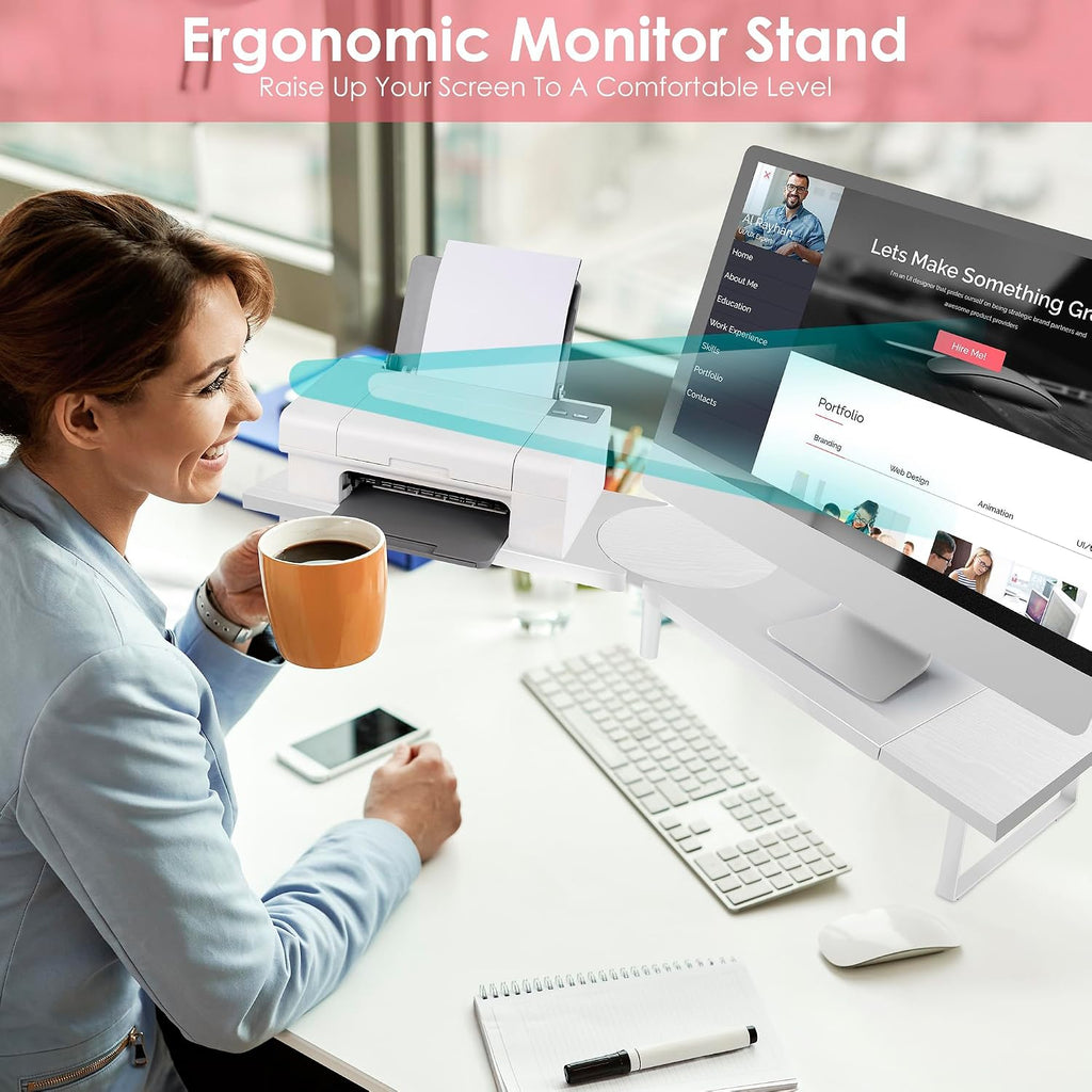 across-star dual-monitor stand for desk - large adjustable showing dimensions