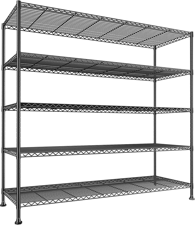 REIBII 45.8“W Metal Shelving Storage Shelves, 5-Tier Wire Shelving Unit by REIBII