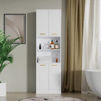 Cozy Castle Kitchen Pantry Cabinet, 4 Doors Open Countertop Utility Hutch - Image 7