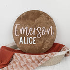 Custom Round Nursery Name Sign, Personalized Wooden Wall Plaque, Baby Shower - Image 3